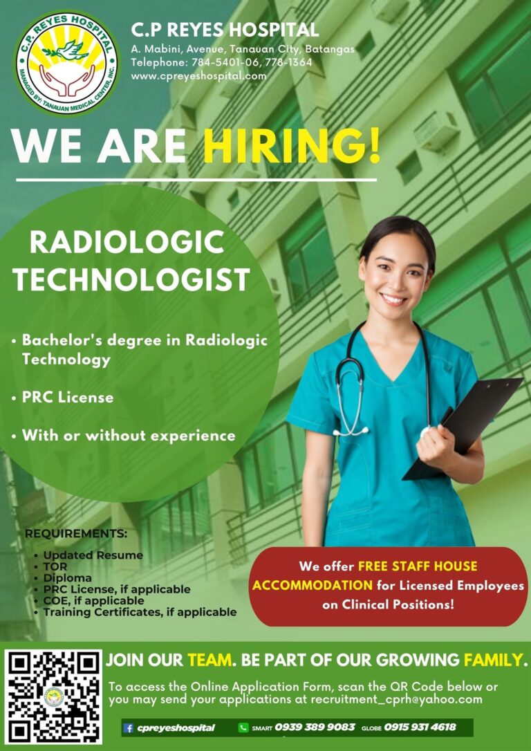 CP Reyes Hospital is Hiring